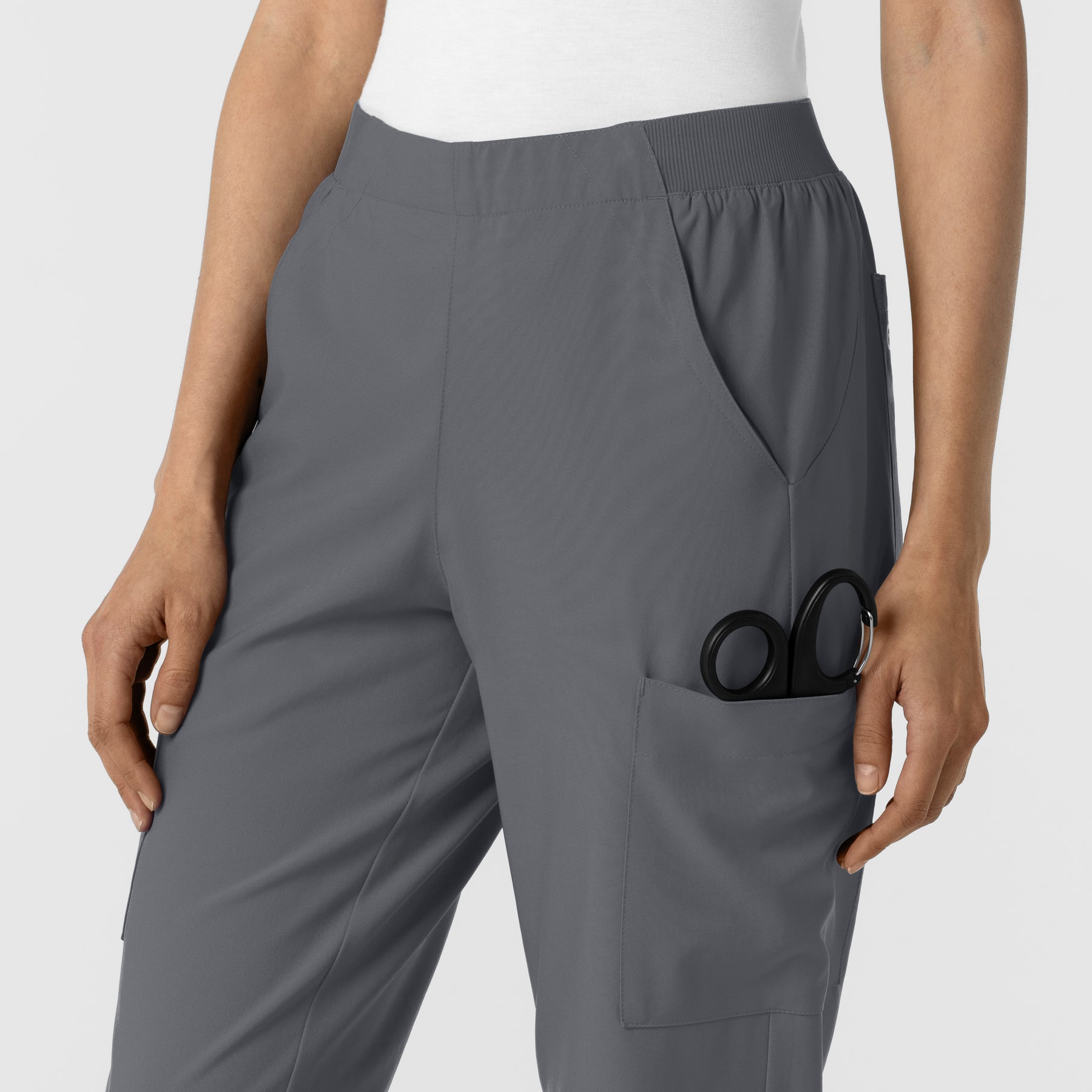 W123 Women's Cargo Utility Scrub Pant Pewter back detail