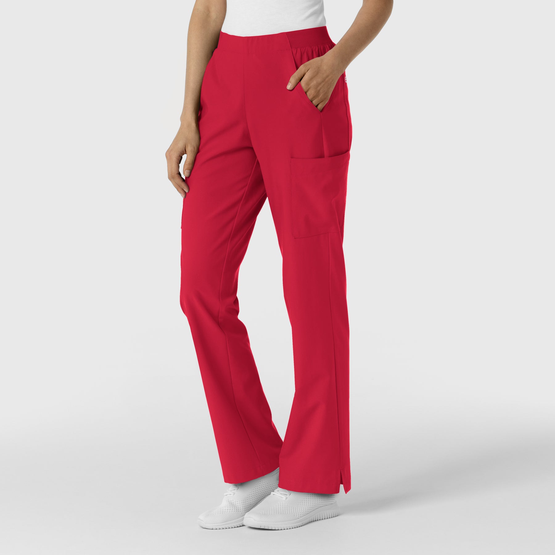 W123 Women's Cargo Utility Scrub Pant Red side view