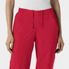W123 Women's Cargo Utility Scrub Pant Red front detail