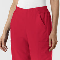 W123 Women's Cargo Utility Scrub Pant Red side detail 1