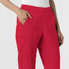 W123 Women's Cargo Utility Scrub Pant Red side detail 2