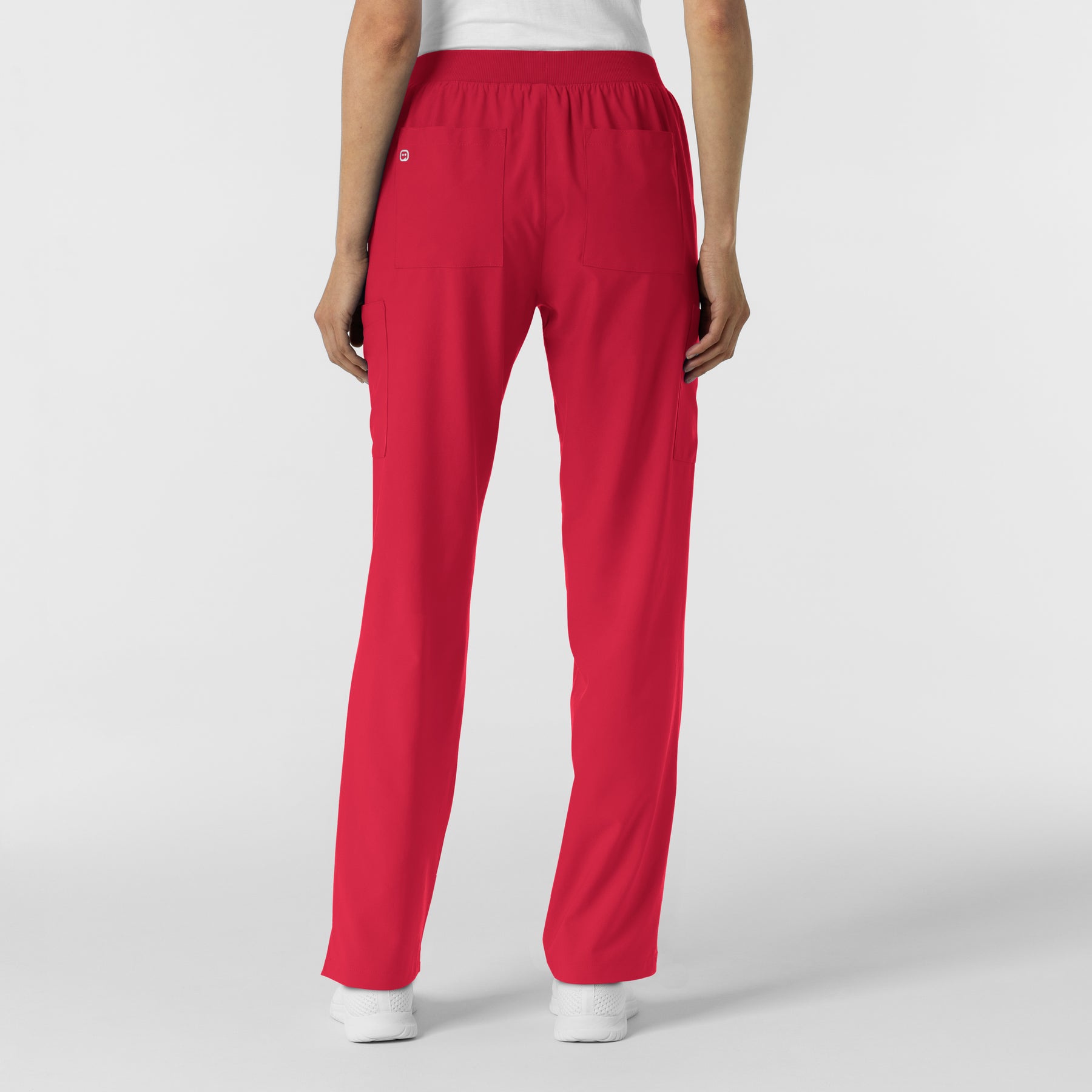 W123 Women's Cargo Utility Scrub Pant Red back view