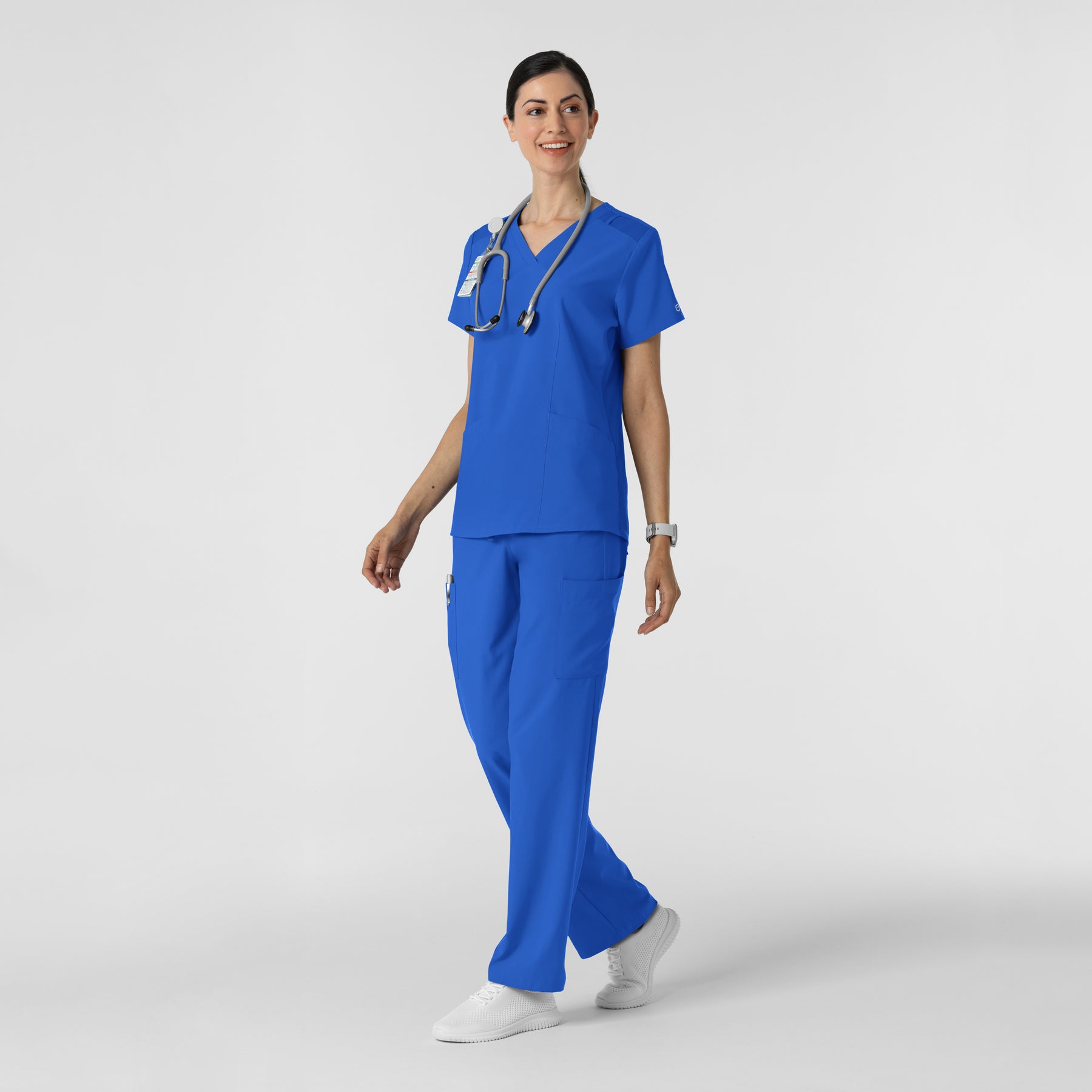W123 Women's Cargo Utility Scrub Pant Royal full scrub set