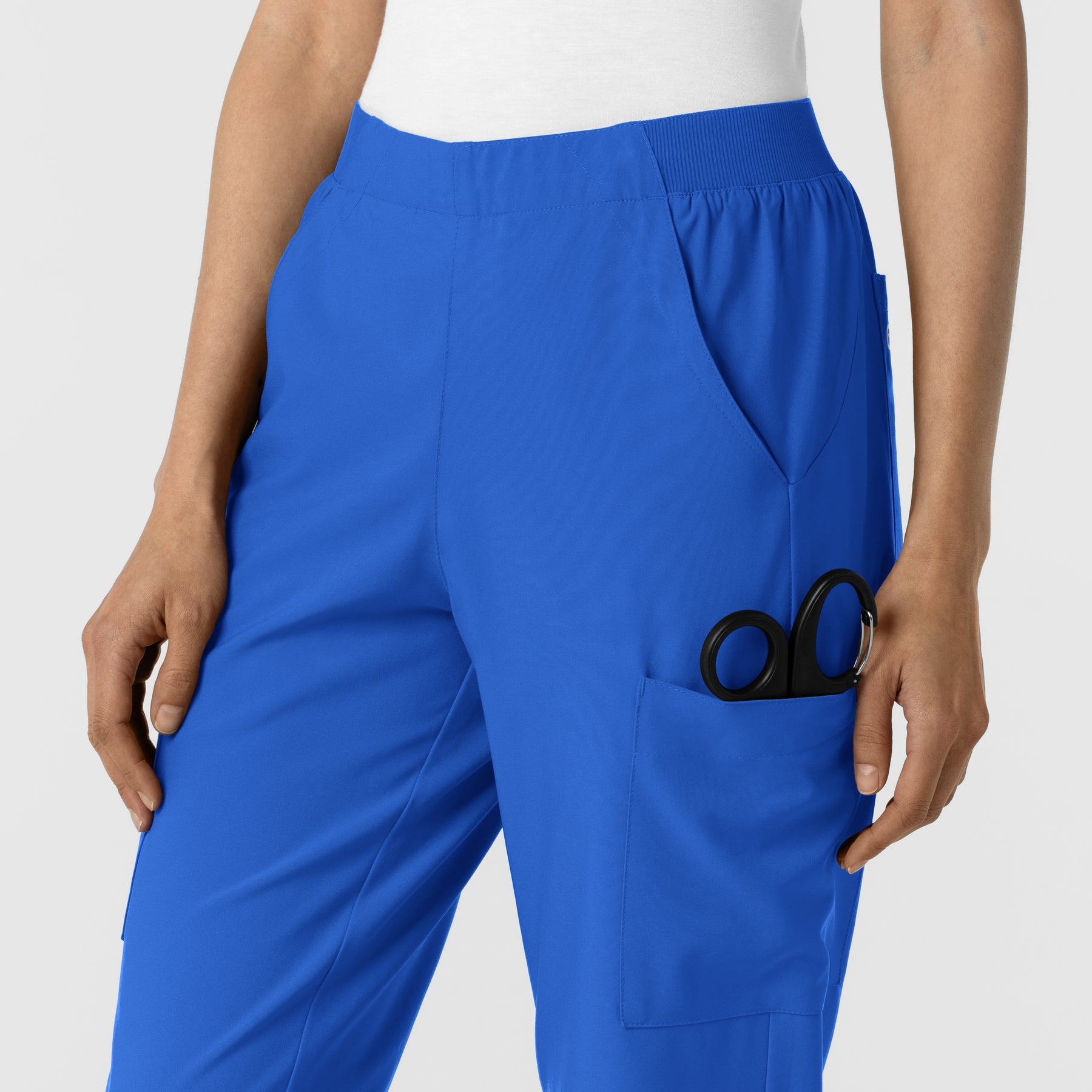 W123 Women's Cargo Utility Scrub Pant Royal back detail