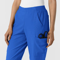 W123 Women's Cargo Utility Scrub Pant Royal back detail