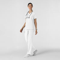 W123 Women's Cargo Utility Scrub Pant White full scrub set