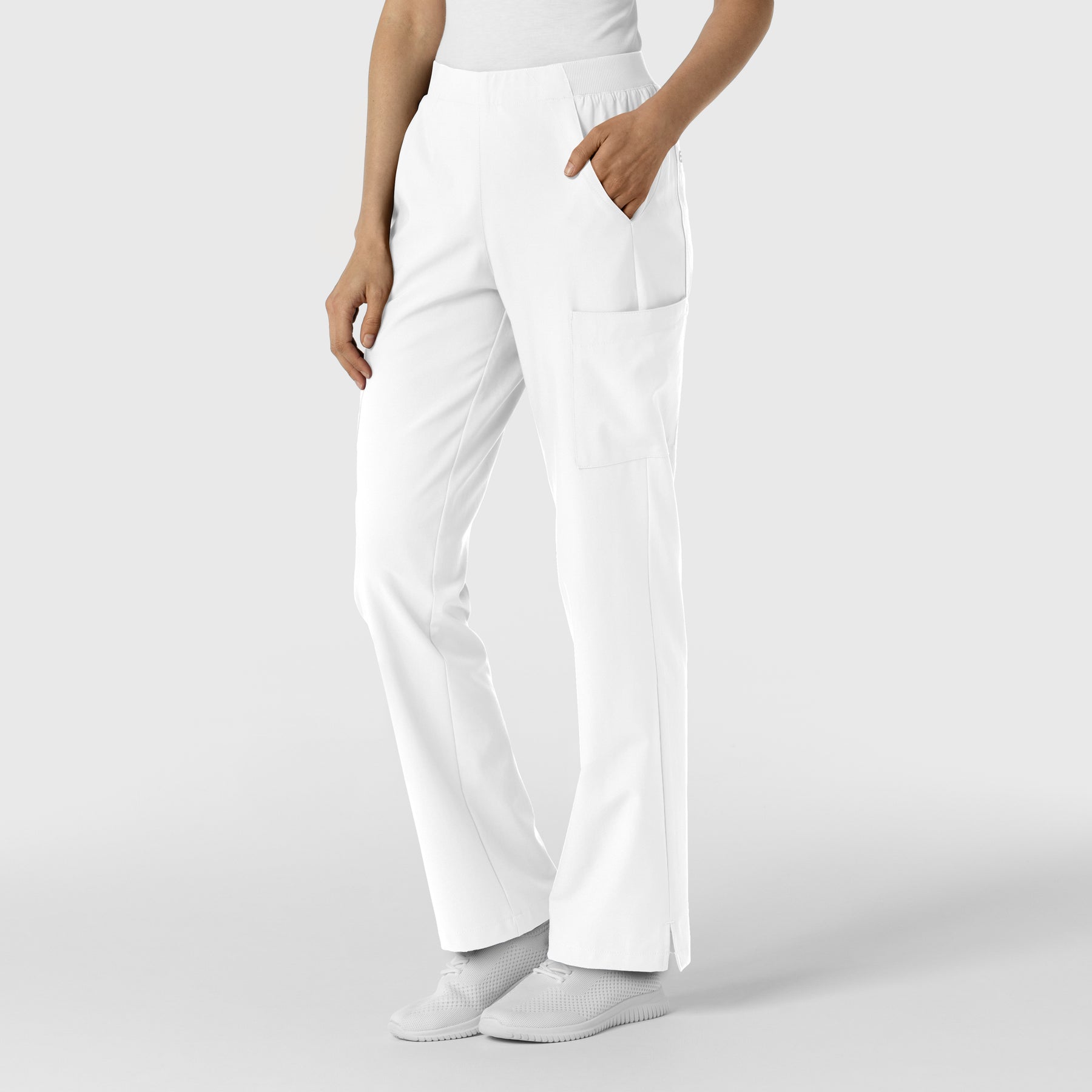 W123 Women's Cargo Utility Scrub Pant White side view