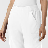 W123 Women's Cargo Utility Scrub Pant White side detail 1