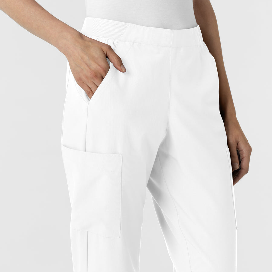 W123 Women's Cargo Utility Scrub Pant White side detail 2