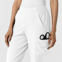 W123 Women's Cargo Utility Scrub Pant White back detail