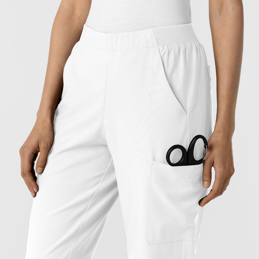 W123 Women's Cargo Utility Scrub Pant White back detail