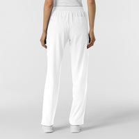 W123 Women's Cargo Utility Scrub Pant White back view