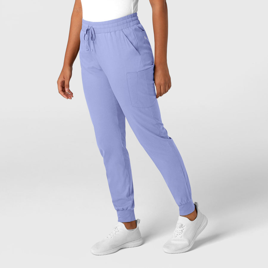 Boundless Women's Jogger Scrub Pant Ceil Blue side view