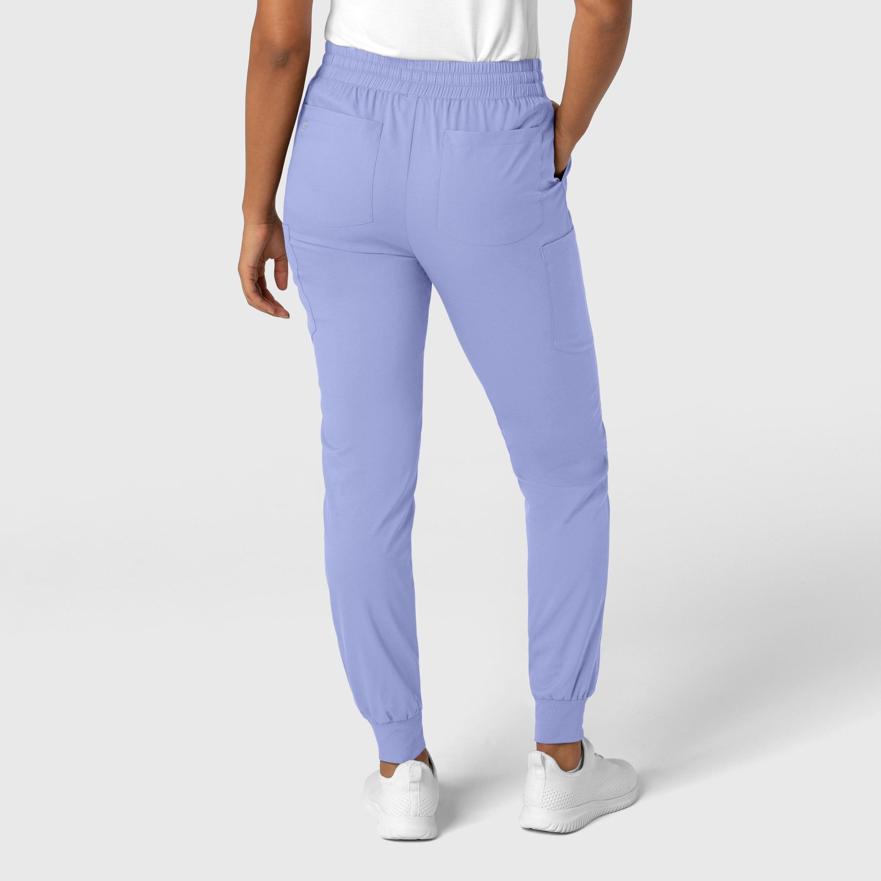 Boundless Women's Jogger Scrub Pant Ceil Blue back view