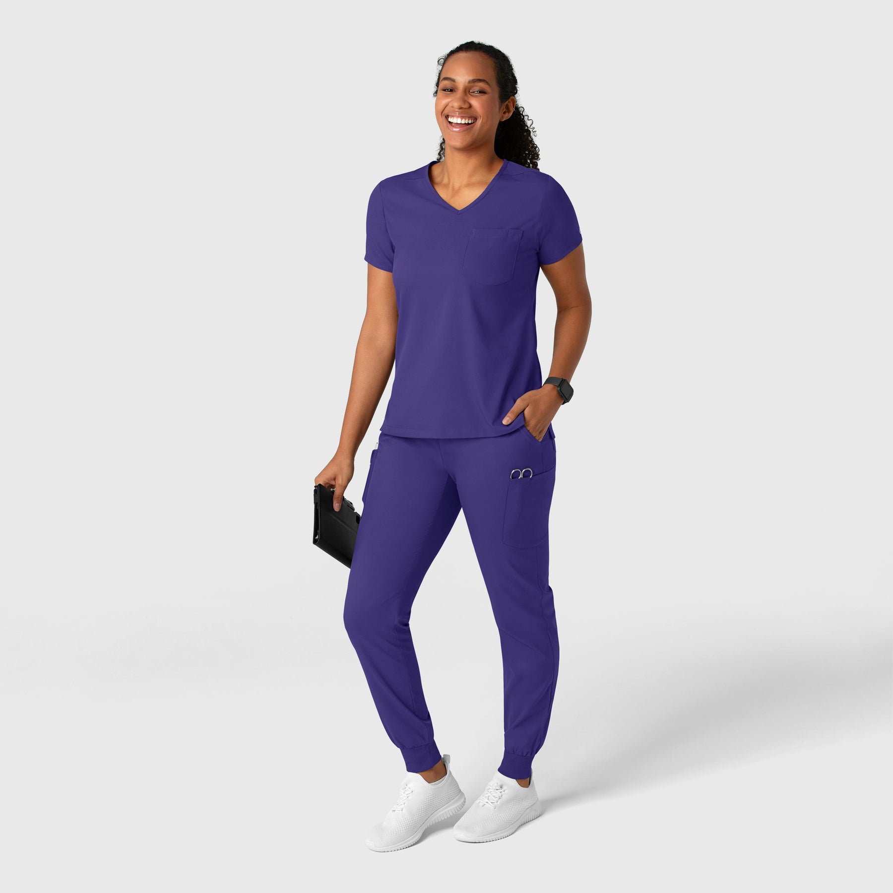 Boundless Women's Jogger Scrub Pant Grape full scrub set