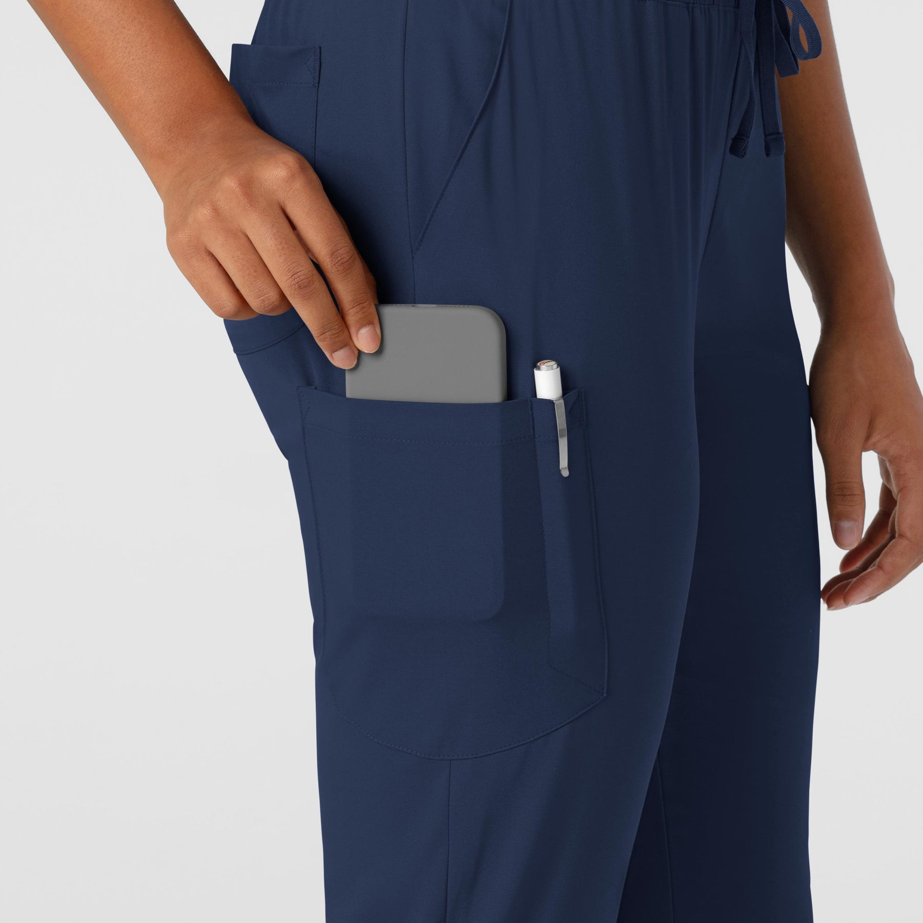 Boundless Women's Jogger Scrub Pant Navy front detail