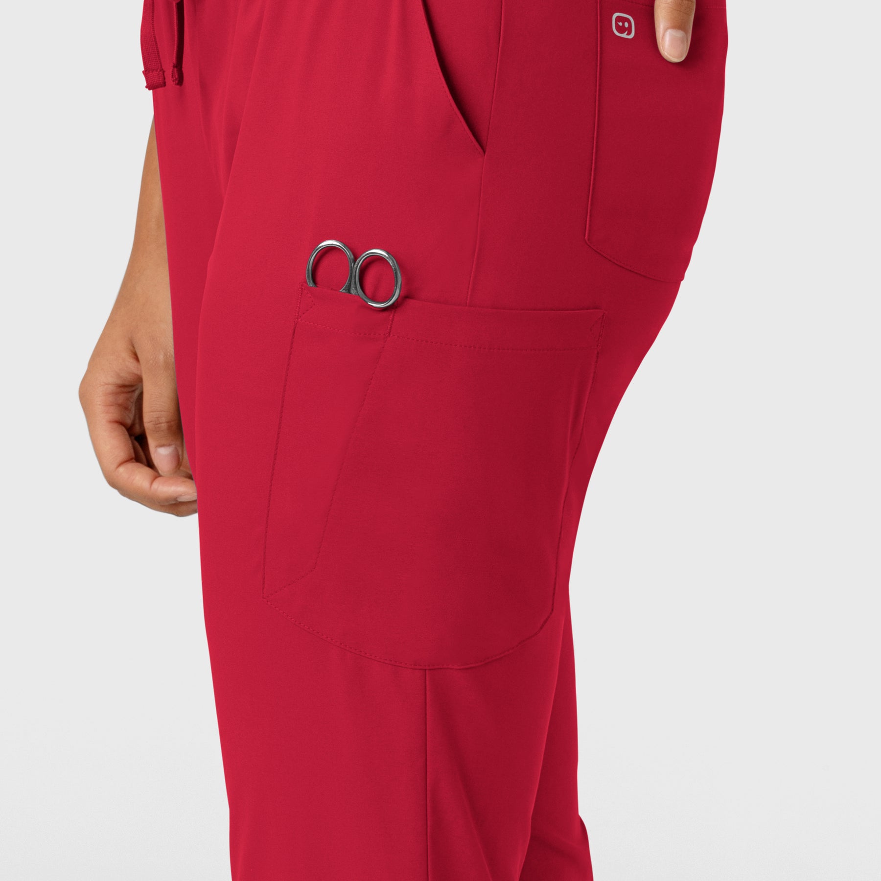 Boundless Women's Jogger Scrub Pant Red side detail 1