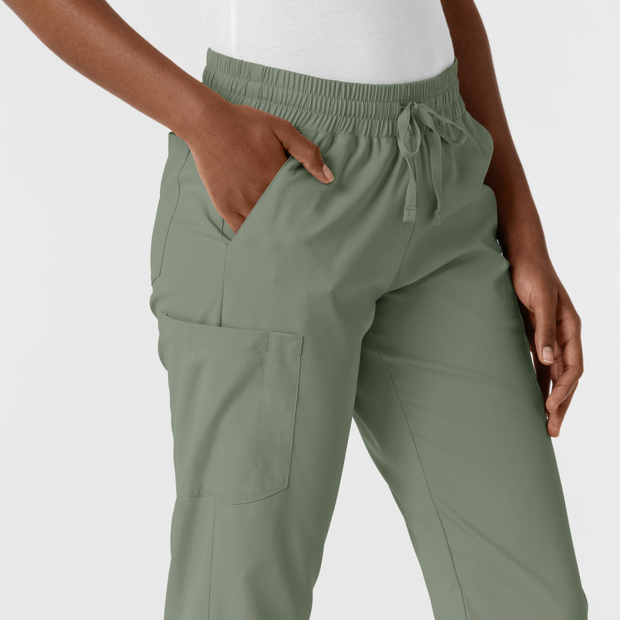 Boundless Women's Jogger Scrub Pant Sage side detail 1