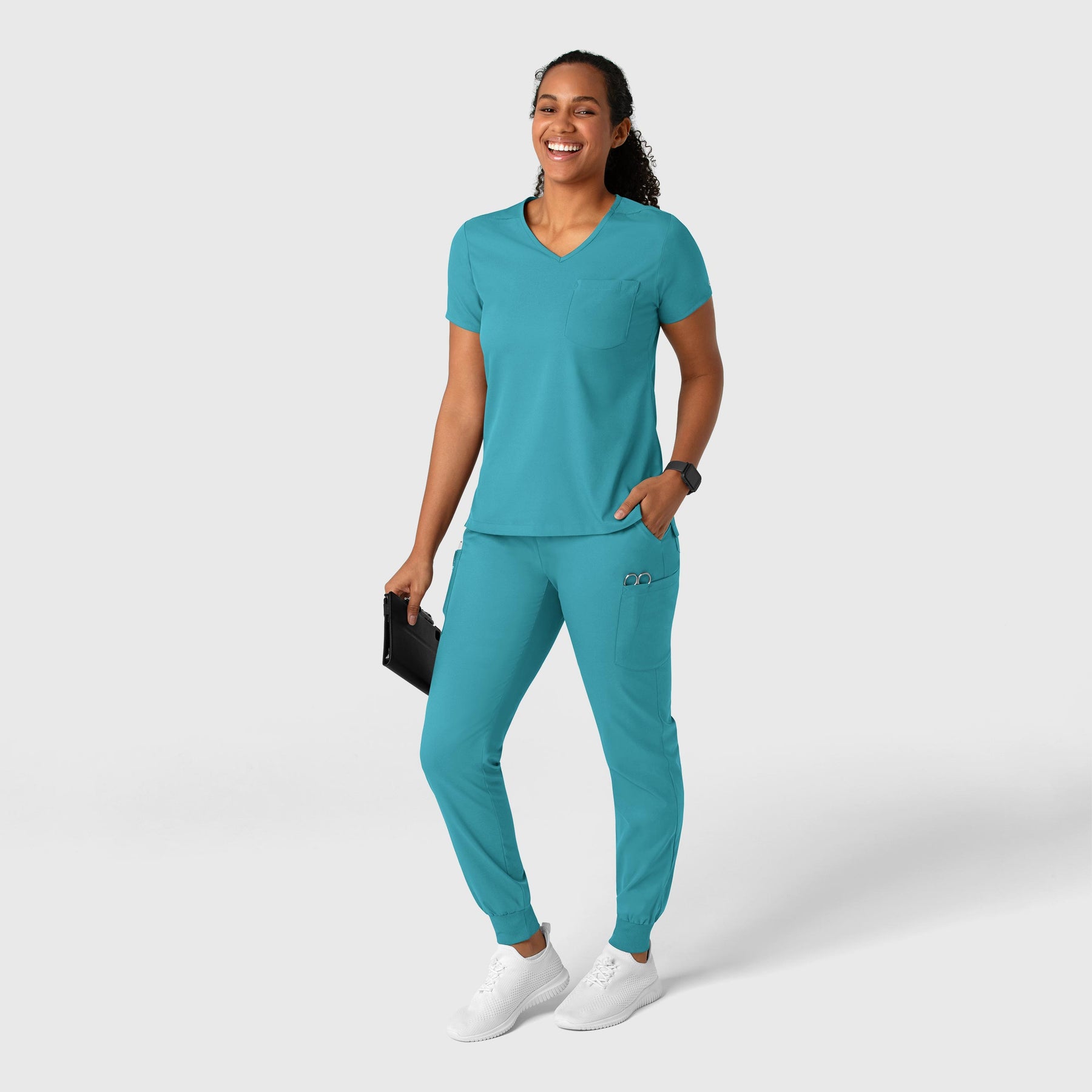 Boundless Women's Jogger Scrub Pant Teal full scrub set