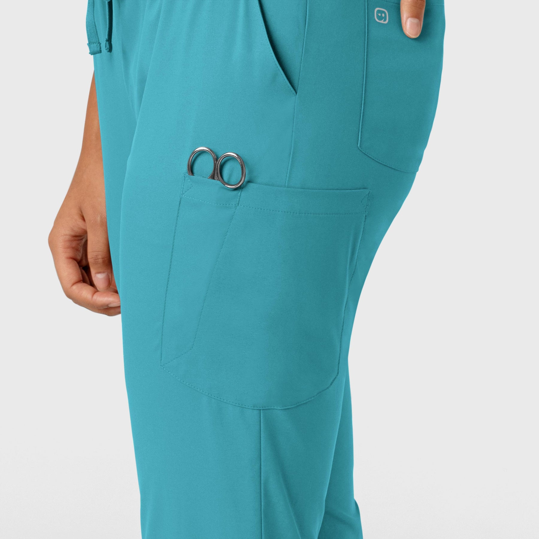 Boundless Women's Jogger Scrub Pant Teal side detail 1
