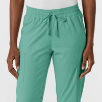 Boundless Women's Jogger Scrub Pant Turquoise front detail