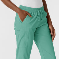 Boundless Women's Jogger Scrub Pant Turquoise side detail 1