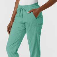 Boundless Women's Jogger Scrub Pant Turquoise side detail 2