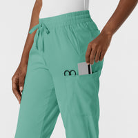 Boundless Women's Jogger Scrub Pant Turquoise hemline detail