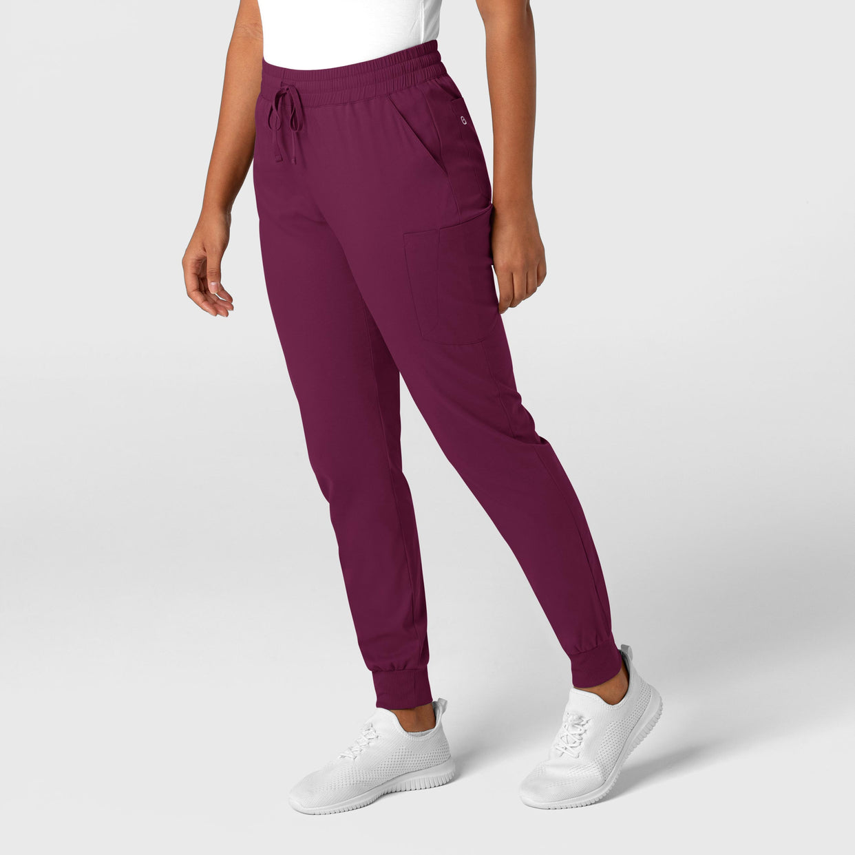 Boundless Women's Jogger Scrub Pant Wine side view