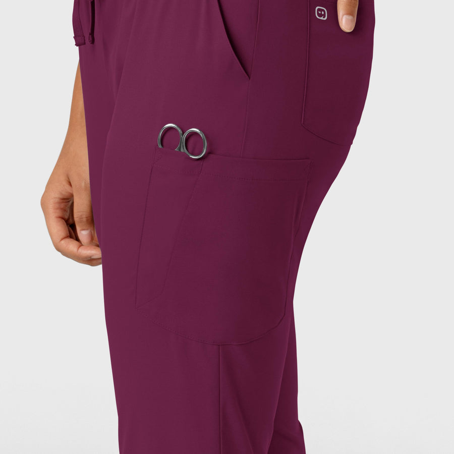 Boundless Women's Jogger Scrub Pant Wine side detail 1