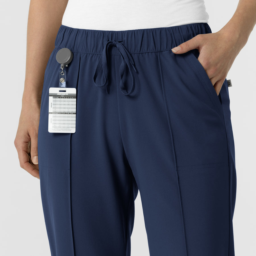 RENEW Edit Women's Tapered Ankle Scrub Trouser Navy side detail 1