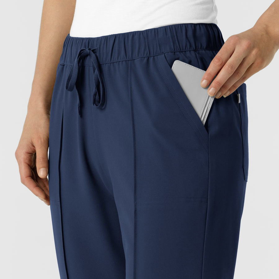RENEW Edit Women's Tapered Ankle Scrub Trouser Navy hemline detail