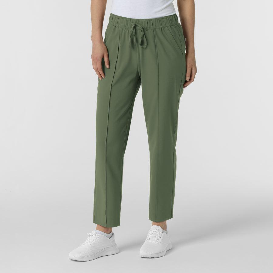 RENEW Edit Women's Tapered Ankle Scrub Trouser Olive side view