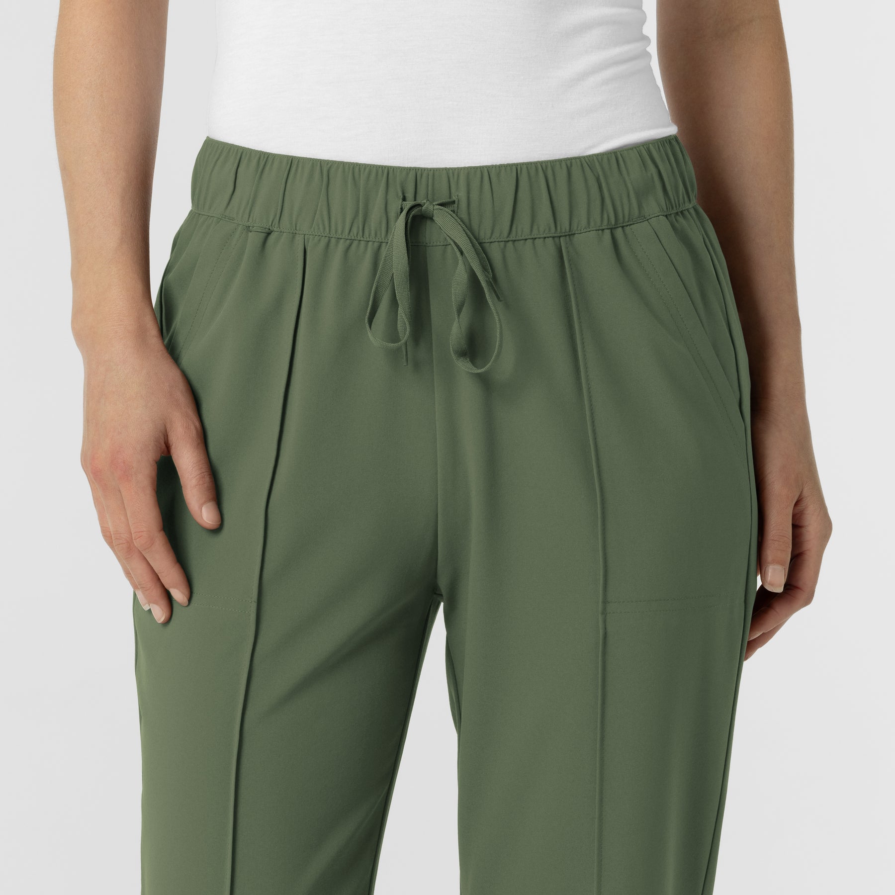 RENEW Edit Women's Tapered Ankle Scrub Trouser Olive front detail