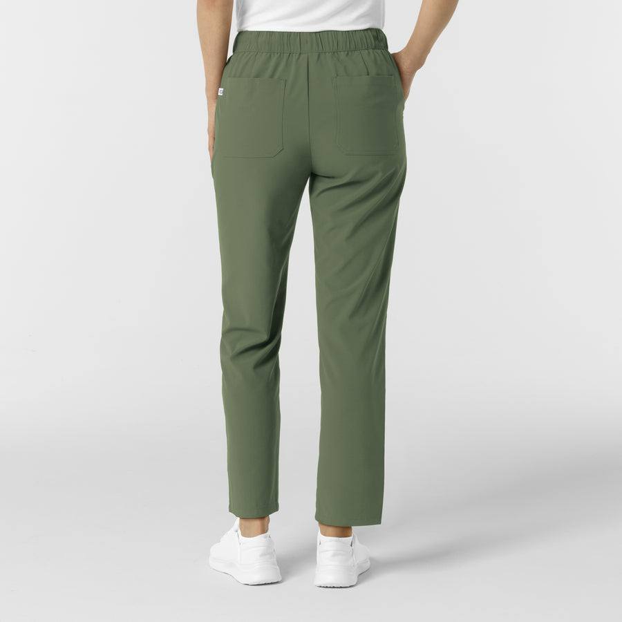 RENEW Edit Women's Tapered Ankle Scrub Trouser Olive back view