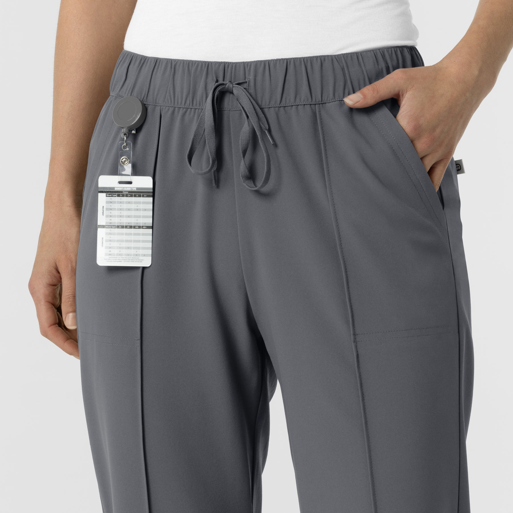 RENEW Edit Women's Tapered Ankle Scrub Trouser Pewter side detail 1