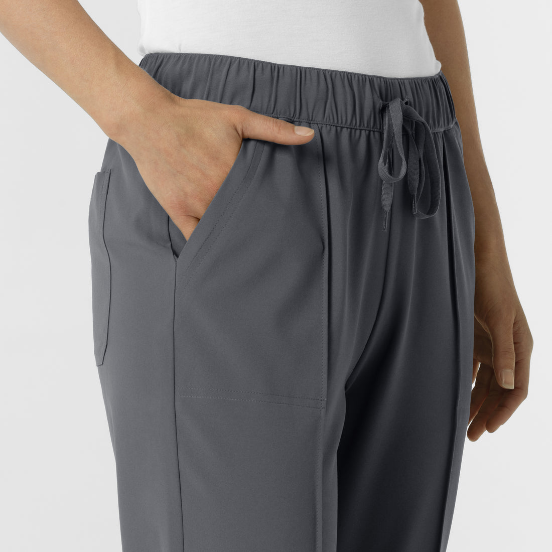 RENEW Edit Women's Tapered Ankle Scrub Trouser Pewter side detail 2