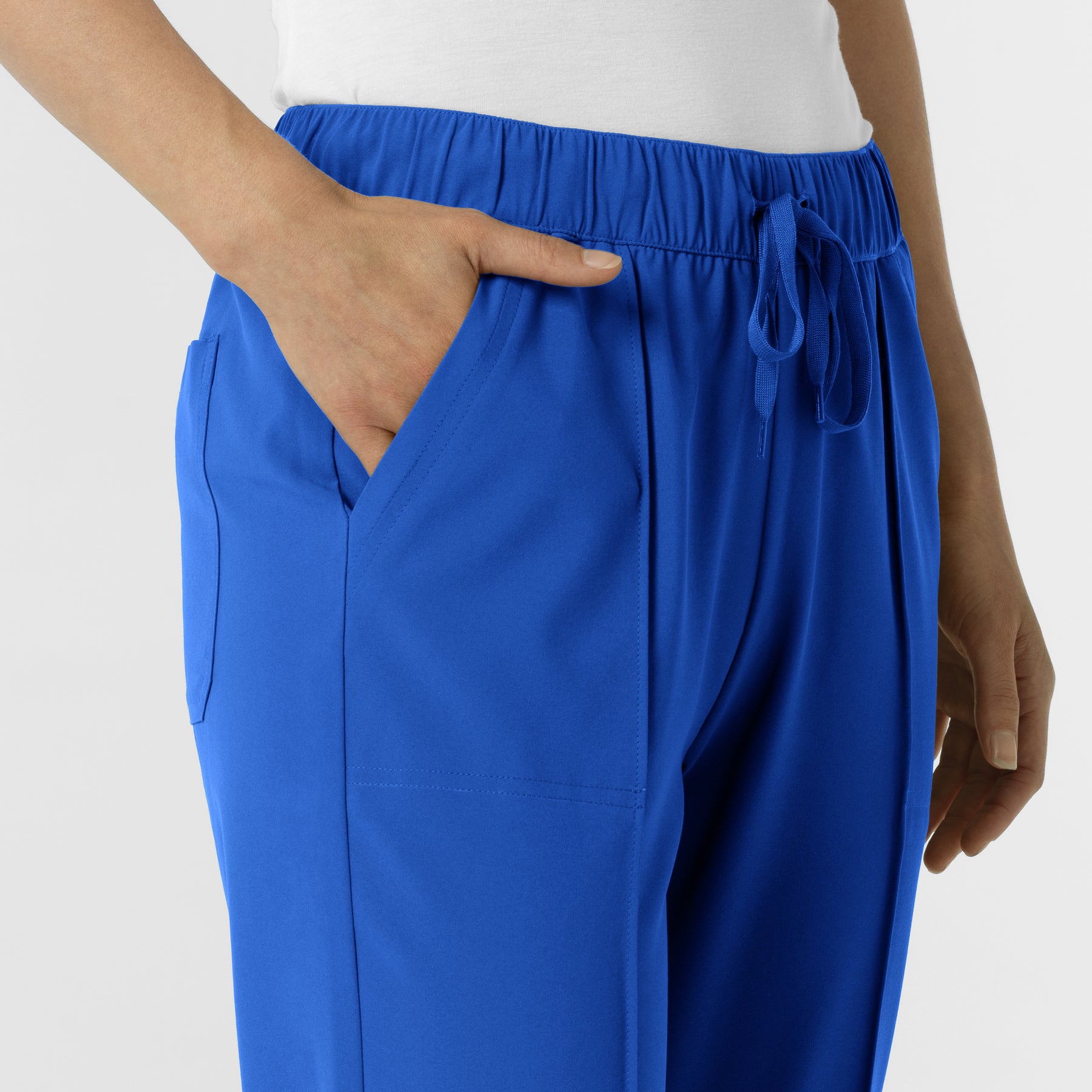 RENEW Edit Women's Tapered Ankle Scrub Trouser Royal side detail 2