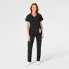 W123 Women's Flat Front Cargo Scrub Pant Black scrub set