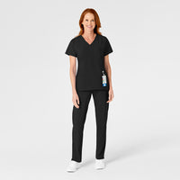 W123 Women's Flat Front Cargo Scrub Pant Black scrub set