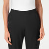 W123 Women's Flat Front Cargo Scrub Pant Black front detail