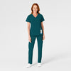 W123 Women's Flat Front Cargo Scrub Pant Caribbean Blue scrub set