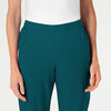 W123 Women's Flat Front Cargo Scrub Pant Caribbean Blue front detail