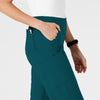 W123 Women's Flat Front Cargo Scrub Pant Caribbean Blue side detail 2