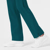 W123 Women's Flat Front Cargo Scrub Pant Caribbean Blue hemline detail