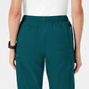 W123 Women's Flat Front Cargo Scrub Pant Caribbean Blue back detail