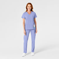 W123 Women's Flat Front Cargo Scrub Pant Ceil Blue scrub set