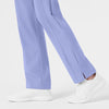 W123 Women's Flat Front Cargo Scrub Pant Ceil Blue hemline detail