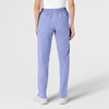 W123 Women's Flat Front Cargo Scrub Pant Ceil Blue back view