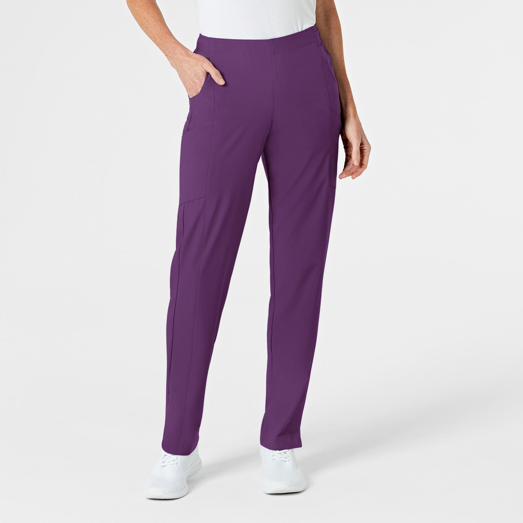 Wink W123 Women's Flat Front Cargo Scrub Pant Eggplant